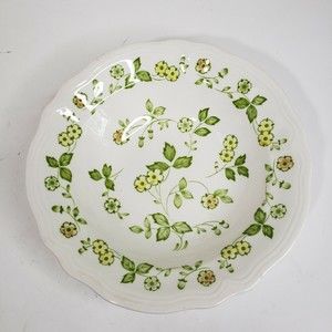 Vintage Mid Century Ironstone Serving Bowl Petite Flora Japan Yellow 9.5" Green